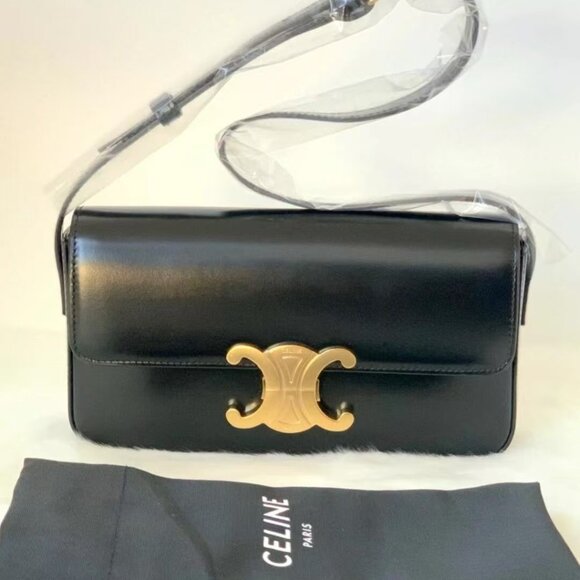 Celine Handbags - Celine Triomphe Leather Shoulder Bag🫂🫐